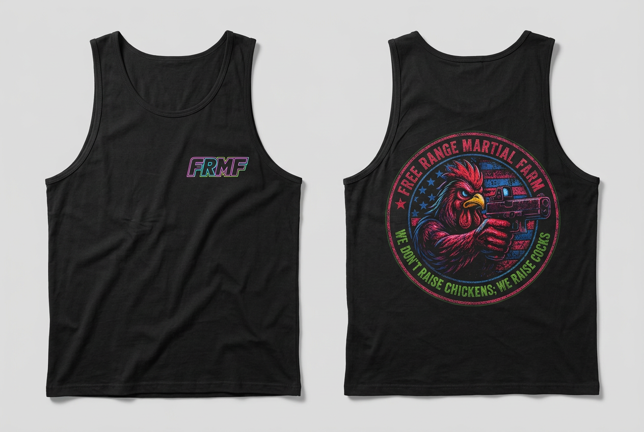 Free Range Martial Farm tank — front and back flat-lay